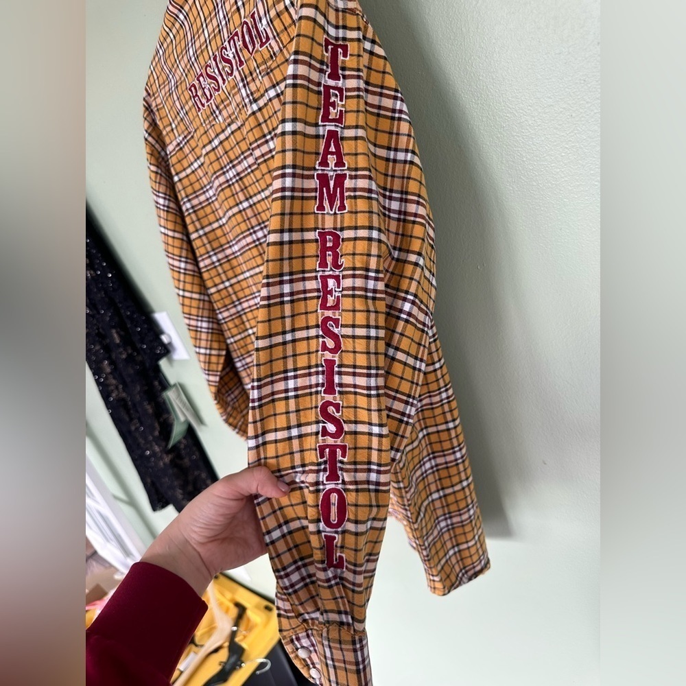 Resistol Shirt Rodeo Mens Sz Large Embroidered Logo Pearl Snap Plaid Western‌‌‌ - Picture 7 of 11